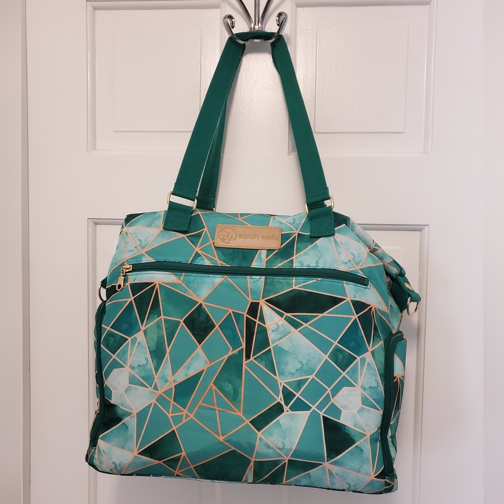 Sarah Wells Emerald Geometric Baby Bag